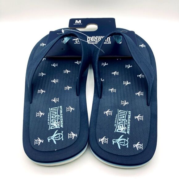 Original Penguin Navy Flip Flops Size M 9-10 - Picture 4 of 8